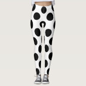 Black Large Polka Dots Pattern Leggings (Voorkant)