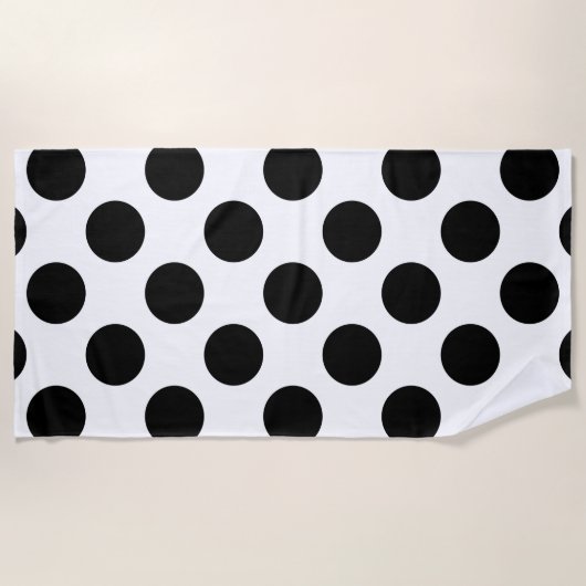 Black Large Polka Dots Pattern Strandlaken (Voorkant)