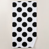 Black Large Polka Dots Pattern Strandlaken (Voorkant)