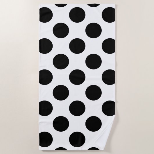Black Large Polka Dots Pattern Strandlaken (Voorkant)