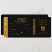Black Las Vegas Boarding Pass Bestemming bruiloft Kaart (Voorkant / Achterkant)