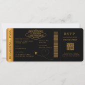 Black Las Vegas Boarding Pass Bestemming bruiloft Kaart (Voorkant)