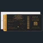 Black Las Vegas Boarding Pass Bestemming bruiloft Kaart<br><div class="desc">Black las vegas Boarding pass bruiloft ticket uitnodiging met een bestemming wereldkaart en faux gouden kleur,  Wedding Pass,  Destination Wedding,  Paspoort met QR code Rsvp kaart.</div>