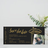 Black Las Vegas Boarding Pass Photo Save the Date Aankondiging (Staand voorkant)