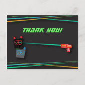 Black Laser Label Verjaardagsfeest Bedankt Briefkaart (Voorkant)