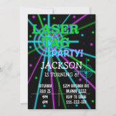 Black Laser Label Verjaardagsuitnodiging Kaart (Voorkant)