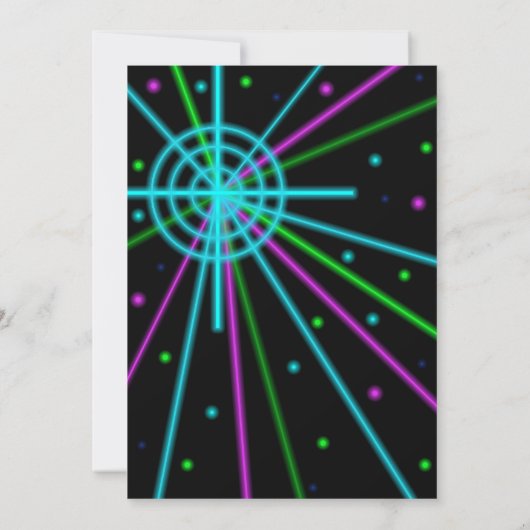 Black Laser Label Verjaardagsuitnodiging Kaart (Achterkant)