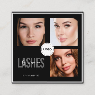 Black Lash Tech Foto Collage QR Code & Review Vierkante Visitekaartje