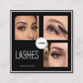 Black Lash Tech Foto Collage QR Code & Review  Vierkante Visitekaartje (Voorkant)