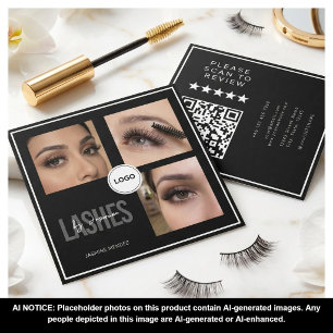 Black Lash Tech Foto Collage QR Code & Review Vierkante Visitekaartje