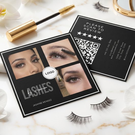 Black Lash Tech Foto Collage QR Code & Review  Vierkante Visitekaartje