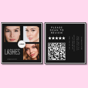 Black Lash Tech Foto Collage QR Code & Review Vierkante Visitekaartje