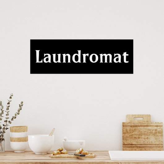 Black Laundromat Wall Art Poster Afdrukken (Keuken)