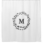 Black Laurel Garland Wreath Monogram Douchegordijn (Voorkant)