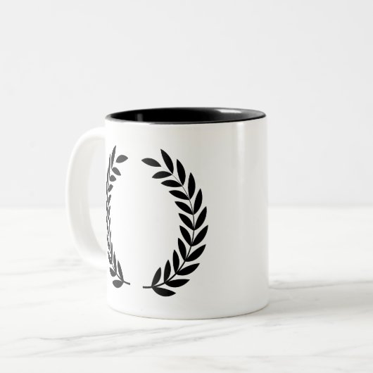 Black Laurel Krans Klassieke Overwinning. Tweekleurige Koffiemok (Voorkant links)