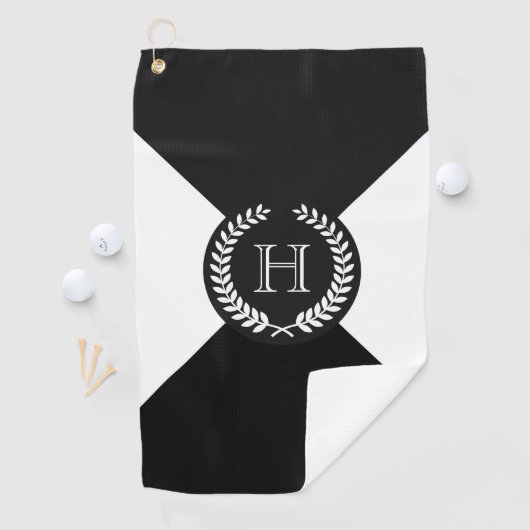 Black Laurel Wreath Monogram Golfhanddoek (Insitu)