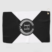Black Laurel Wreath Monogram Golfhanddoek (Horizontaal)