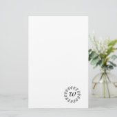 Black laurel wreath monogrammed briefpapier (Staand voorkant)