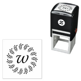 Black laurel wreath monogrammed  zelfinktende stempel