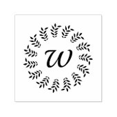 Black laurel wreath monogrammed  zelfinktende stempel (Design)