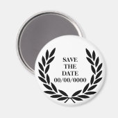 Black Laurel Wreath Save-the-Date Magneet (Voorkant / Achterkant)