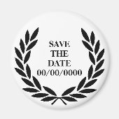 Black Laurel Wreath Save-the-Date Magneet (Voorkant)