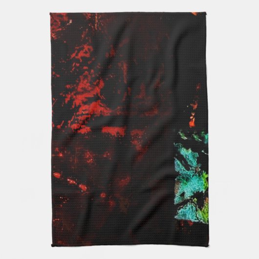 Black lava abstract kitchen towels,Dark abstract Theedoek (Verticaal)