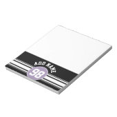 Black & Lavender Sports Jersey Custom Name Number Notitieblok (Linkerzijde)