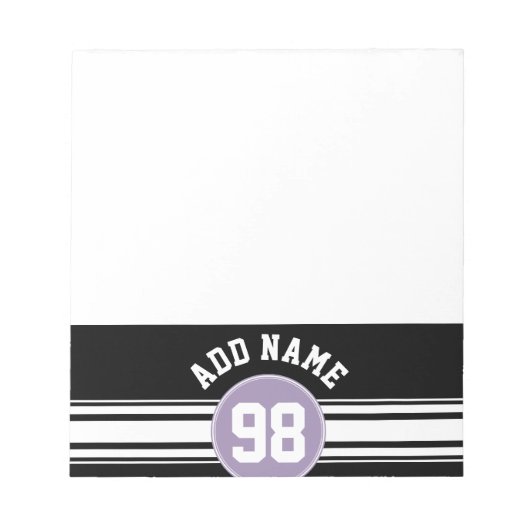 Black & Lavender Sports Jersey Custom Name Number Notitieblok (Voorkant)