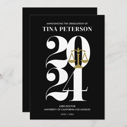 Black Law School Afstuderen Kaart (Voorkant / Achterkant)