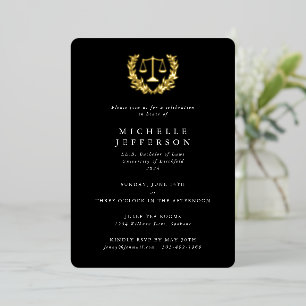 Black Law School/Legal Qualifications Afstuderen Folie Uitnodiging