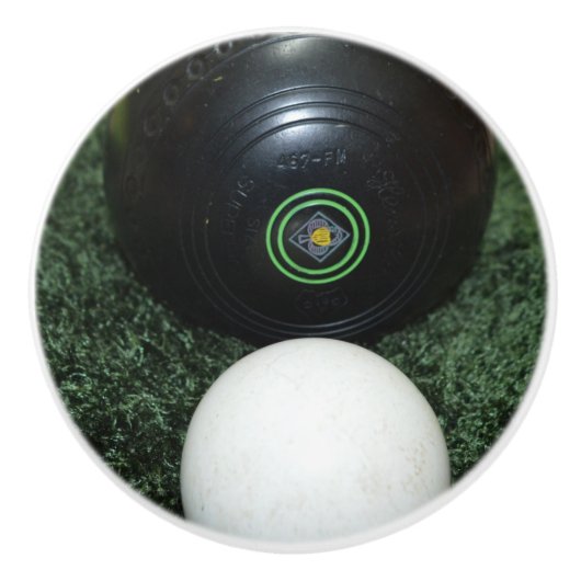 Black Lawn Bowl en Jack Keramische Knop (Voorkant)