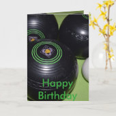 Black Lawn Bowls, Birthday Kaart (Gele Bloem)
