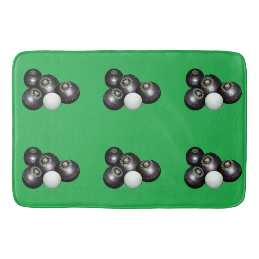 Black Lawn Bowls on Green Badmat (Voorkant)