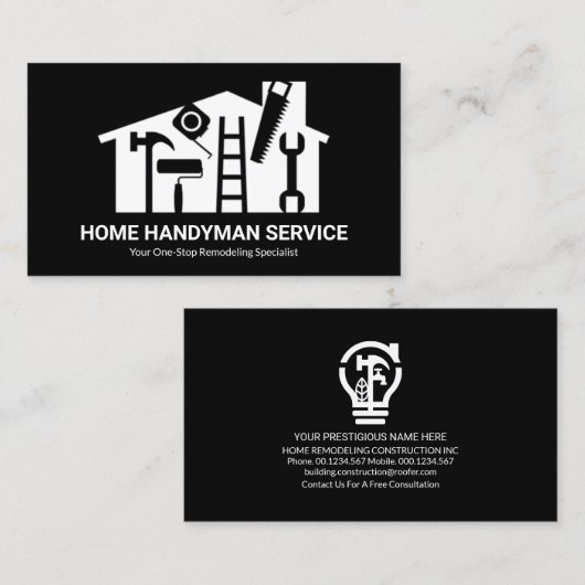 Black Layer White Home Handyman Tools Visitekaartje (Voorkant / Achterkant)