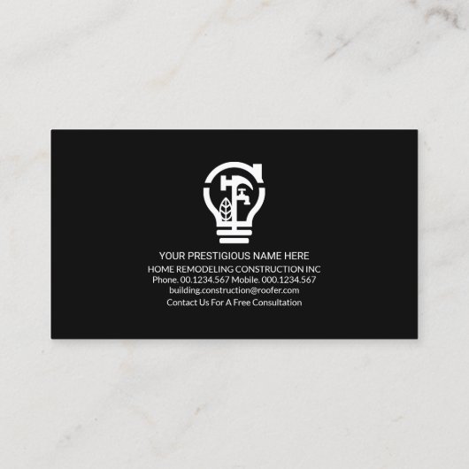 Black Layer White Home Handyman Tools Visitekaartje (Achterkant)