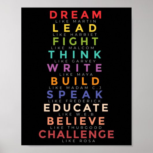 Black Leader Dream Like Leaders onderwijzen zwarte Poster (Voorkant)