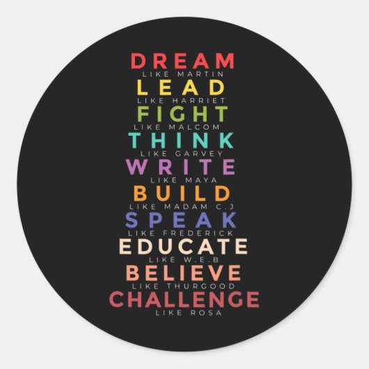 Black Leader Dream Like Leaders onderwijzen zwarte Ronde Sticker (Voorkant)