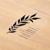 Black Leaf Arch Modern Huwelijk Acryl Acryl Uitnodigingen (Laagn)