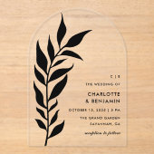 Black Leaf Arch Modern Huwelijk Acryl Acryl Uitnodigingen (Voorkant)