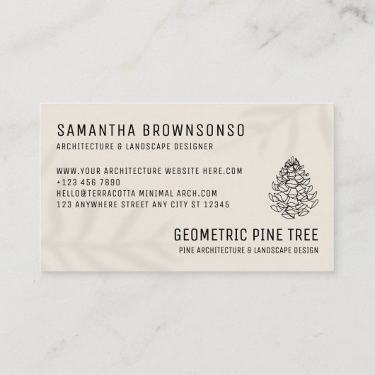 Black Leaf Shadow Forest Tree Rustin Pine Cone Visitekaartje (Achterkant)