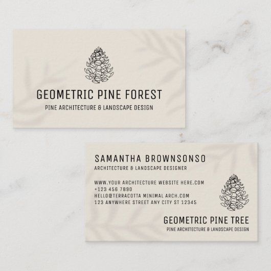 Black Leaf Shadow Forest Tree Rustin Pine Cone Visitekaartje (Voorkant / Achterkant)