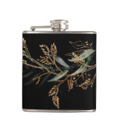 Black Leafy Botanical Eucalyptus Modern Branch Heupfles (Voorkant)