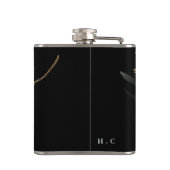 Black Leafy Botanical Eucalyptus Modern Branch Heupfles (Achterkant)