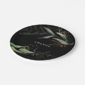 Black Leafy Botanical Eucalyptus Modern Branch Papieren Bordje (Gekanteld)