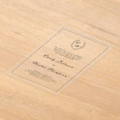 Black Leafy Crest Monogram Huwelijk Acryl Uitnodigingen (Laagn)