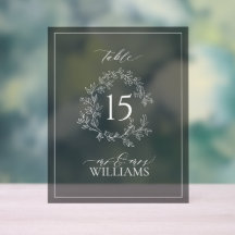 Black Leafy Crest Monogram Trouwtafel Nummer