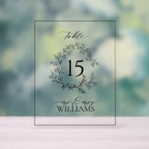 Black Leafy Crest Monogram Trouwtafel Nummer