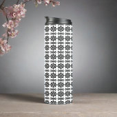 Black Leafy Floral Octagin Thermosbeker