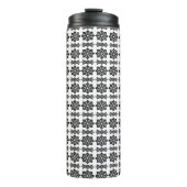 Black Leafy Floral Octagin Thermosbeker (Voorkant)